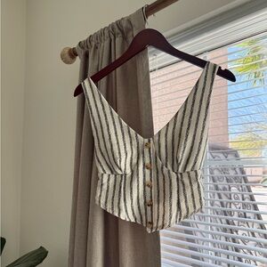 No Boundaries Black and Cream Striped Blouse